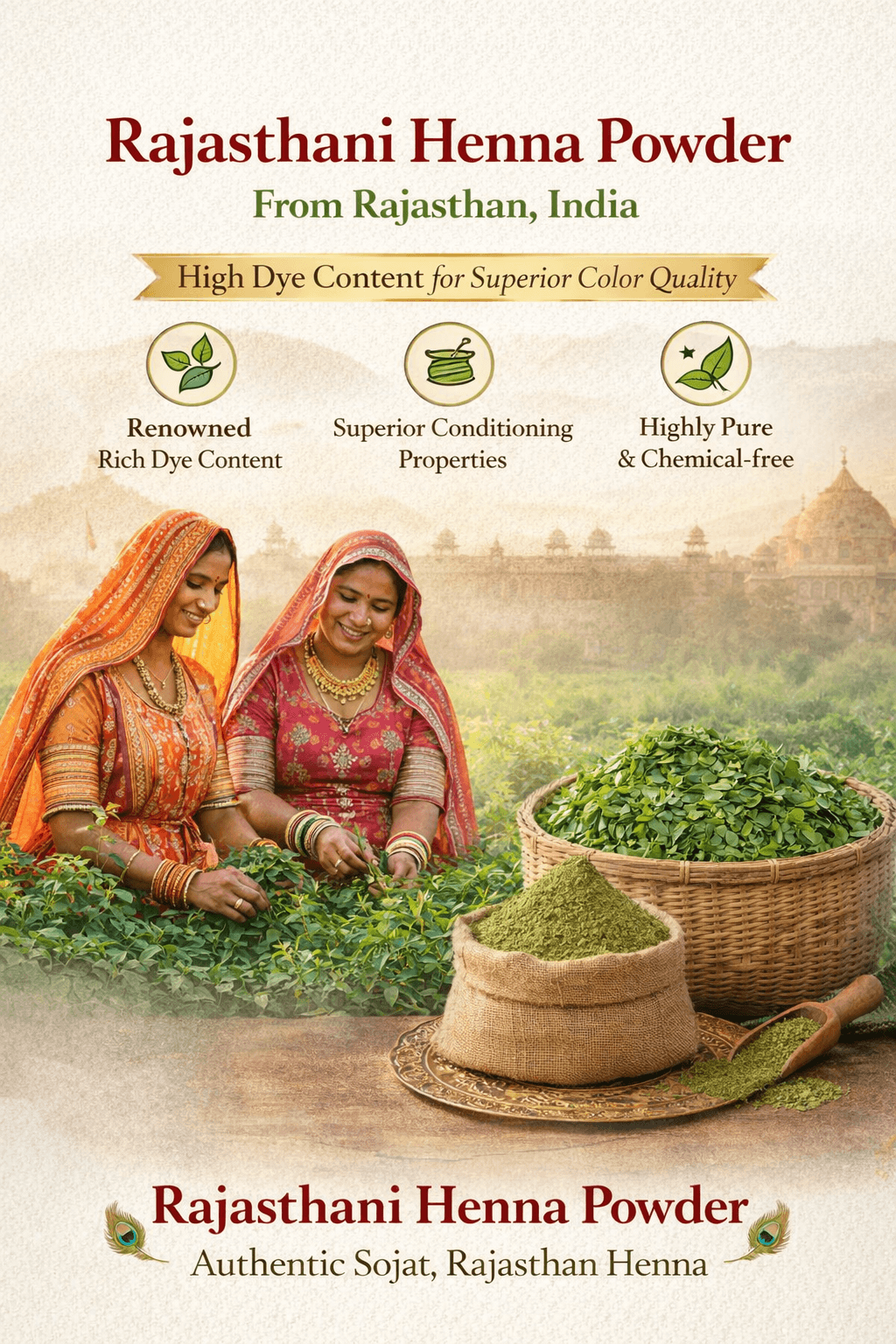 Rajasthani henna leaves and powder